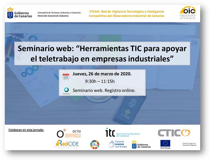 Seminario web: «Herramientas TIC para apoyar el teletrabajo en empresas industriales»